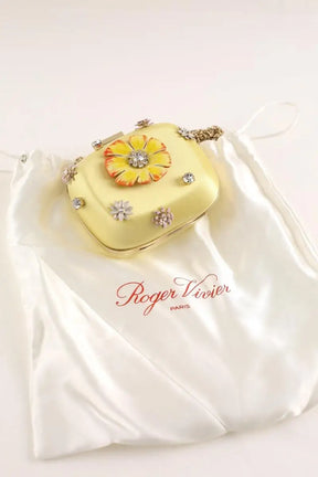 Mini sac Roger Vivier Blossom boite de nuit Jaune en Tissu