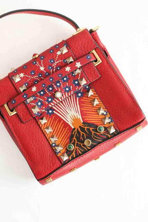 Mini sac Valentino Rockstud micro Rouge en Cuir