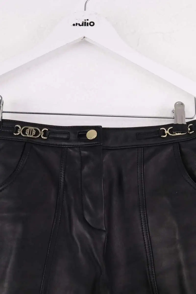 Mini short Maje Noir en Cuir