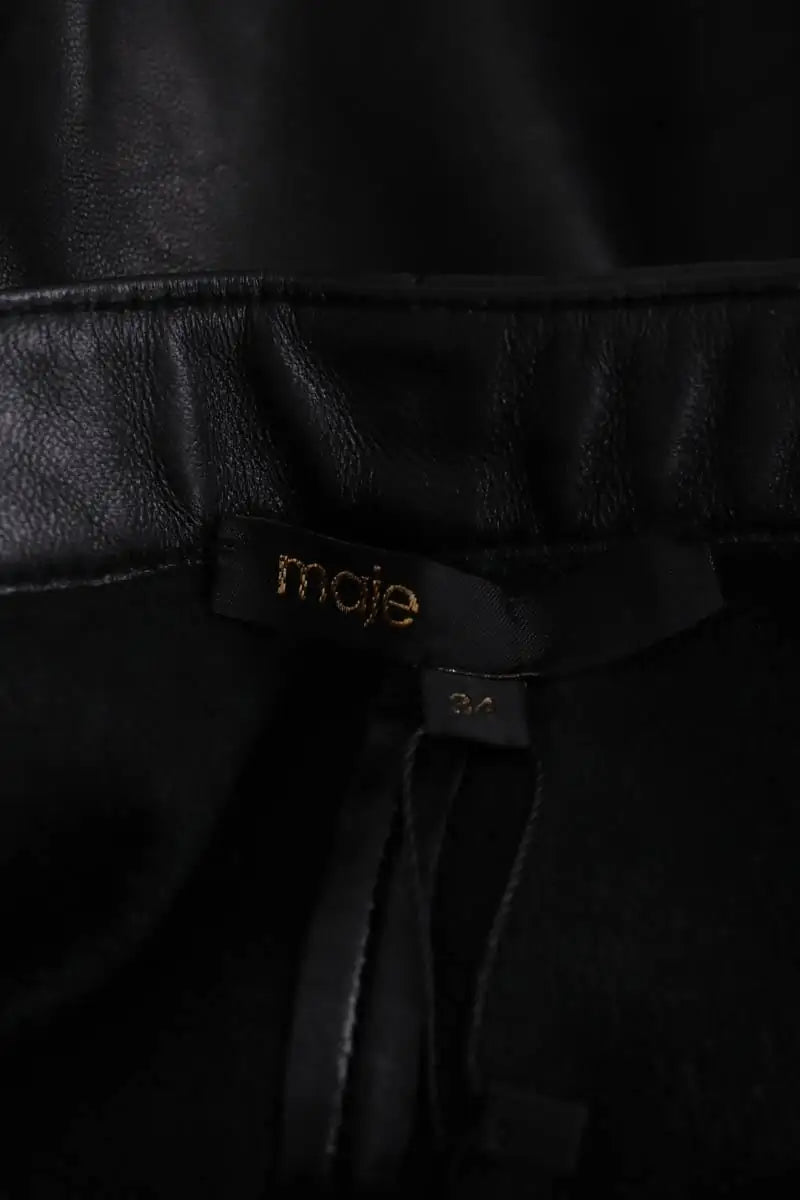 Mini short Maje Noir en Cuir