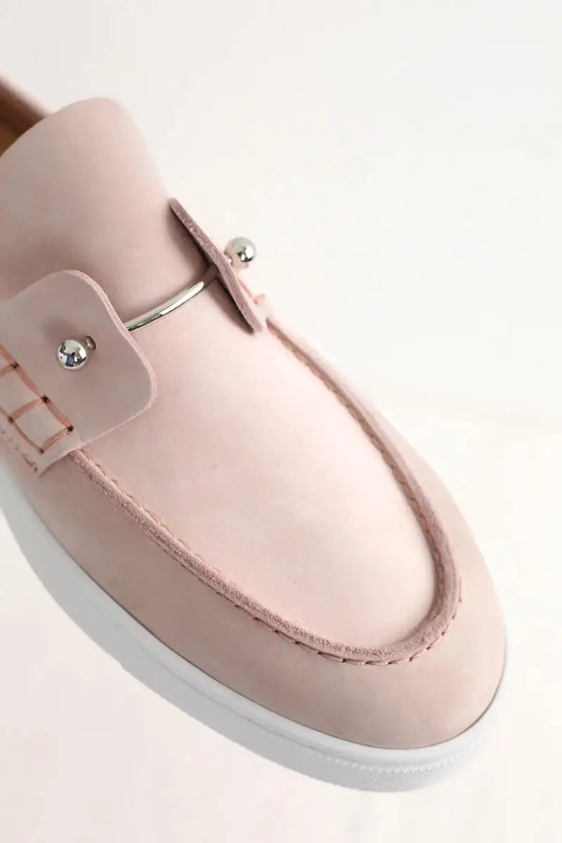 Mocassins Christian Louboutin Chambeliboat Rose en Daim