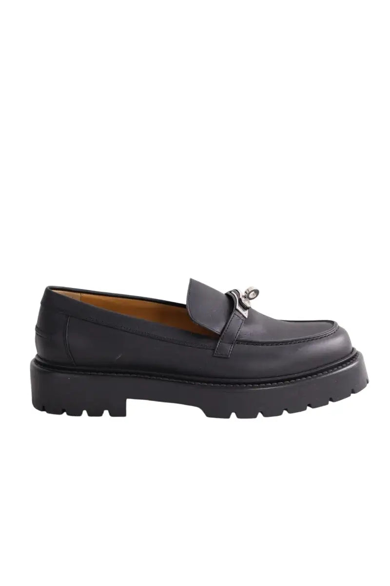 Mocassins Hermès Icone Noir en Cuir, taille 38 - Seconde Main