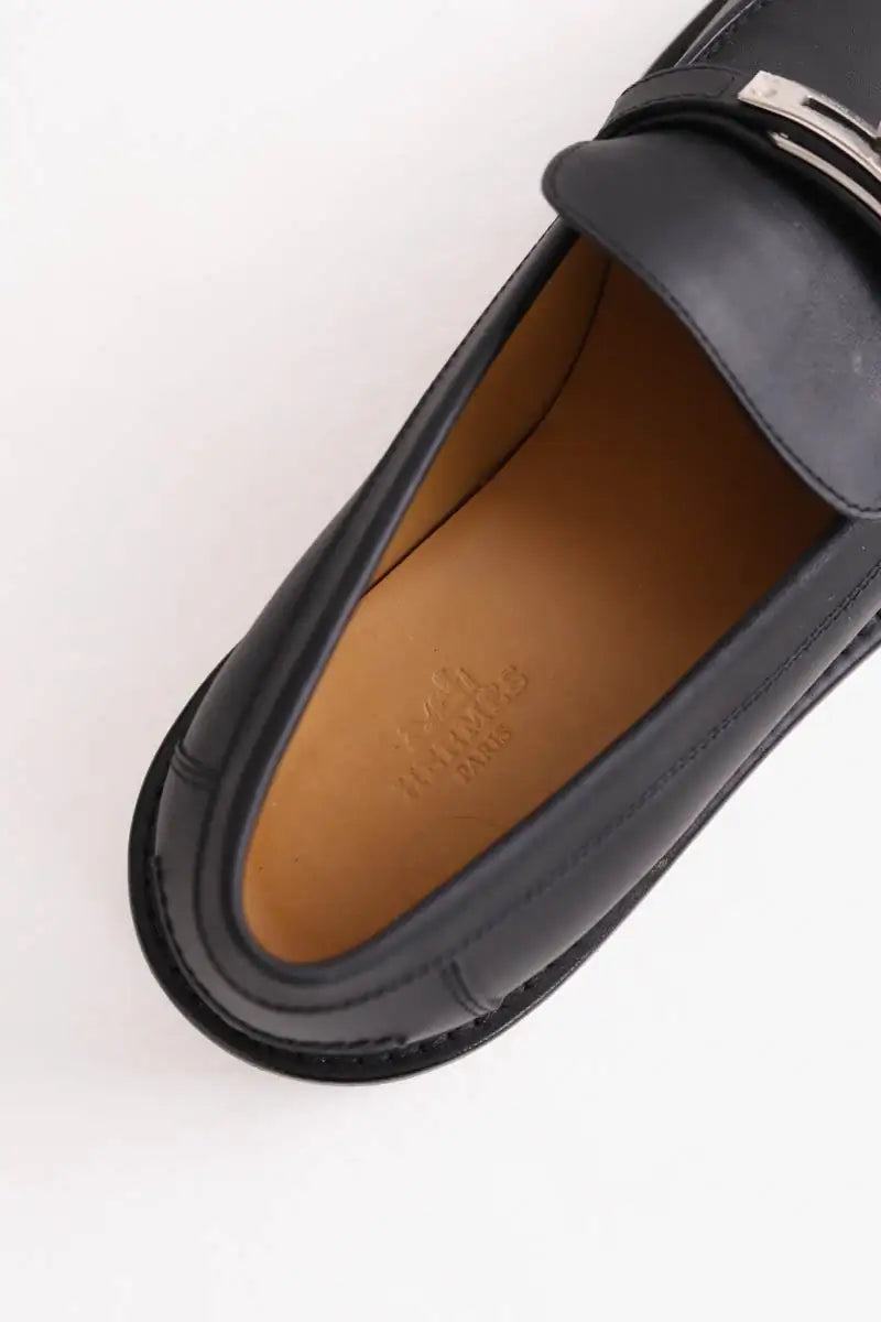 Mocassins Hermès Icone Noir en Cuir
