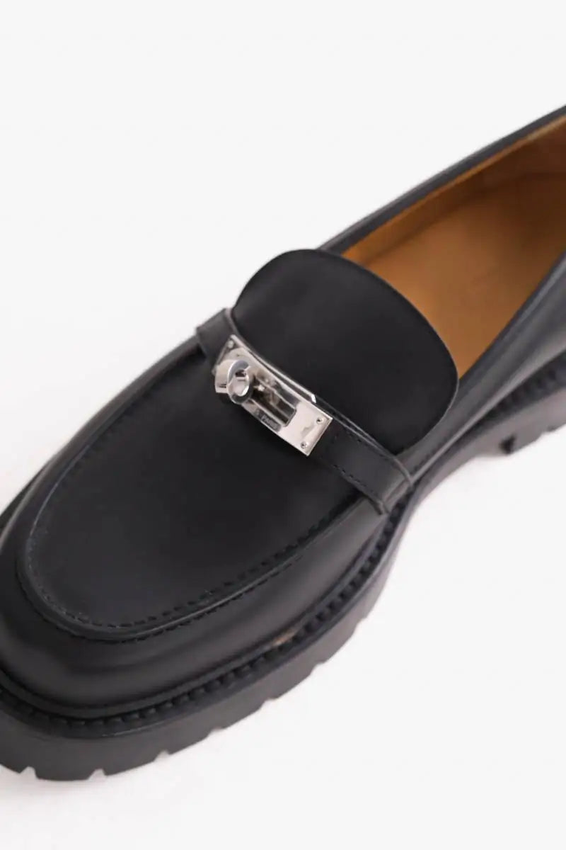 Mocassins Hermès Icone Noir en Cuir