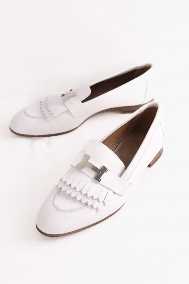 Mocassins Hermès Royal Blanc en Cuir