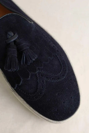 Mocassins Santoni Bleu en Daim