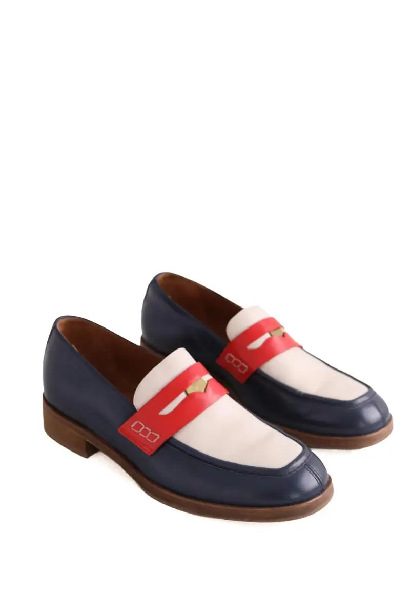 Mocassins Socque Bleu en Cuir