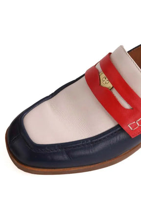 Mocassins Socque Bleu en Cuir