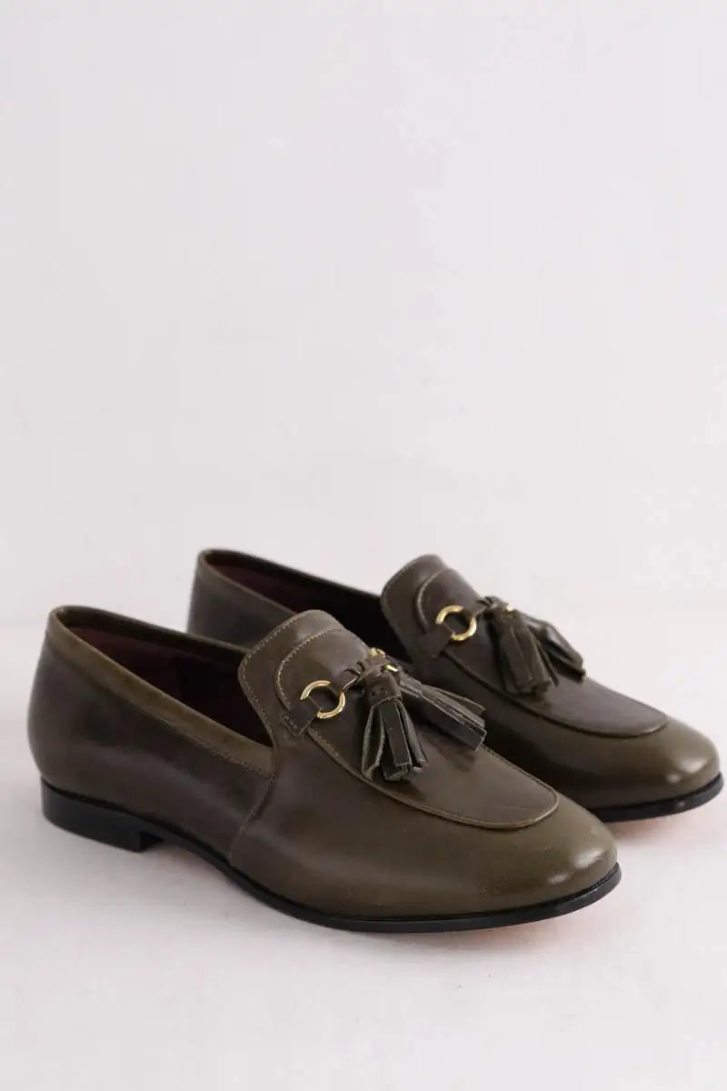 Mocassins Soeur Kaki en Cuir