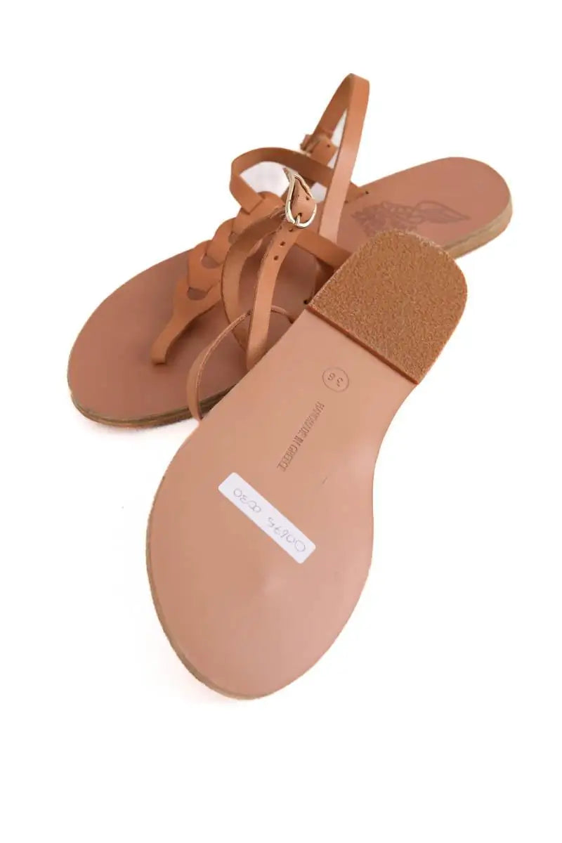 Mules Ancient Greek Sandals Camel en Cuir
