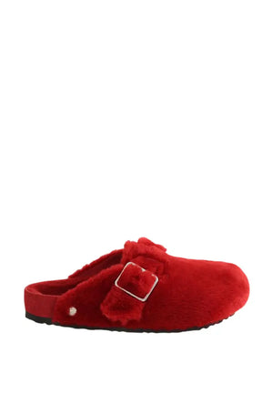 Mules Birkenstock 1774 Rouge en Fourrure, taille 41 - Seconde Main