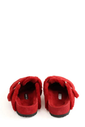 Mules Birkenstock 1774 Rouge en Fourrure