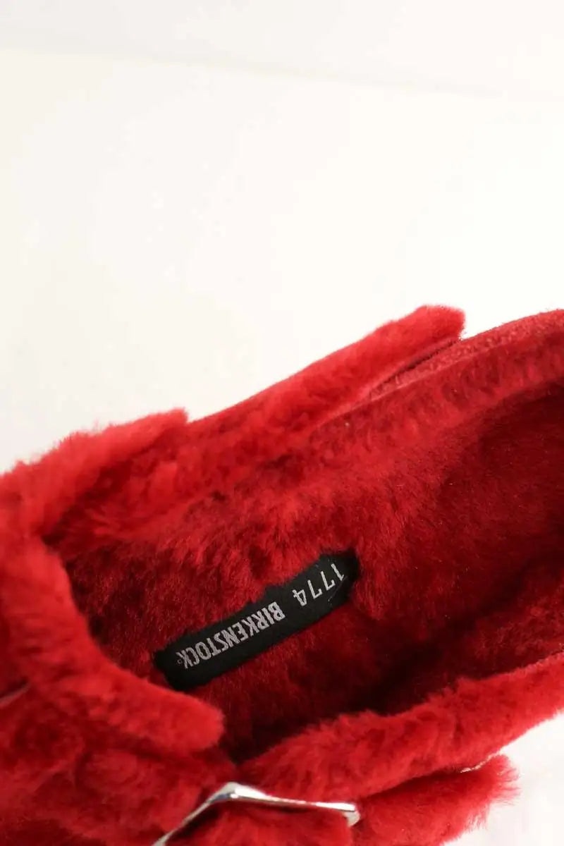 Mules Birkenstock 1774 Rouge en Fourrure