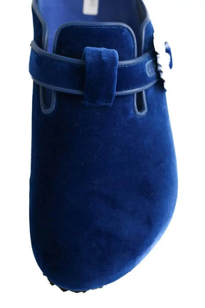 Mules Birkenstock Boston crystal buckle Bleu en Velours