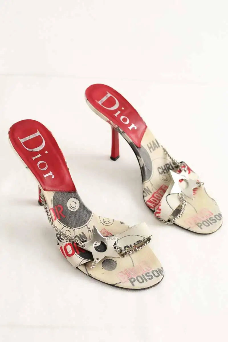 Mules Dior Rouge en Tissu