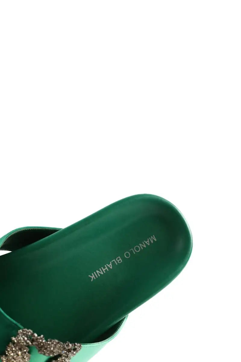 Mules Manolo Blahnik Vert en Cuir