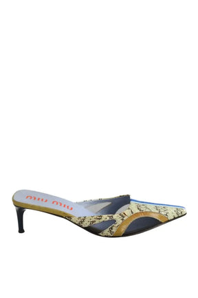 Mules Miu Miu Bleu en Cuir, taille 36 - Seconde Main