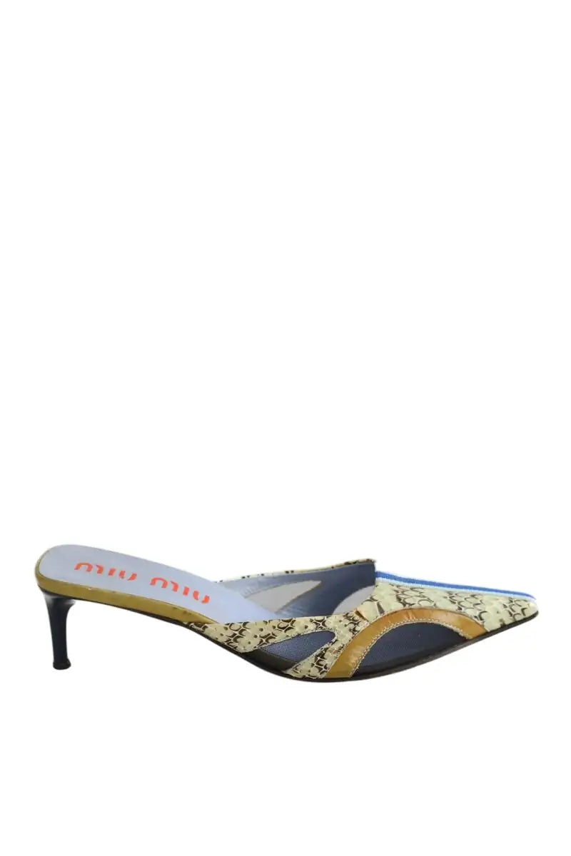 Mules Miu Miu Bleu en Cuir, taille 36 - Seconde Main