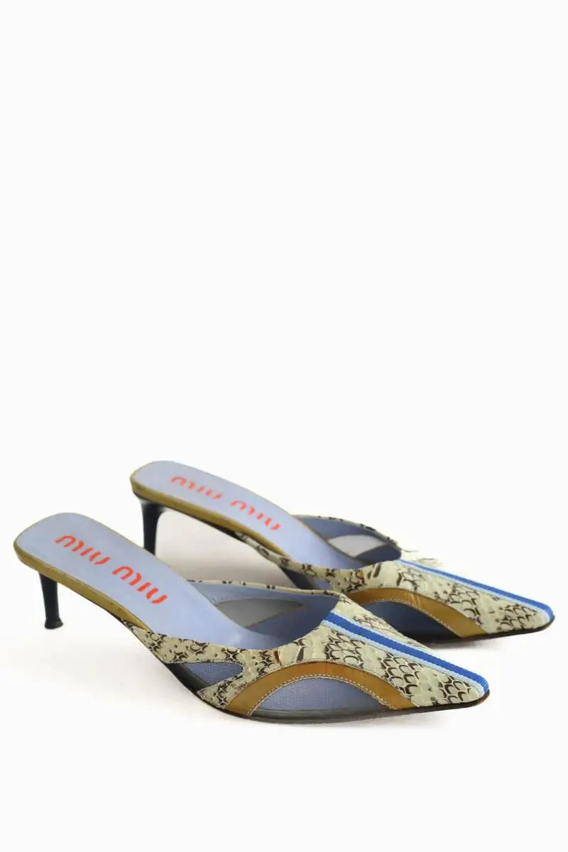 Mules Miu Miu Bleu en Cuir