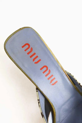 Mules Miu Miu Bleu en Cuir