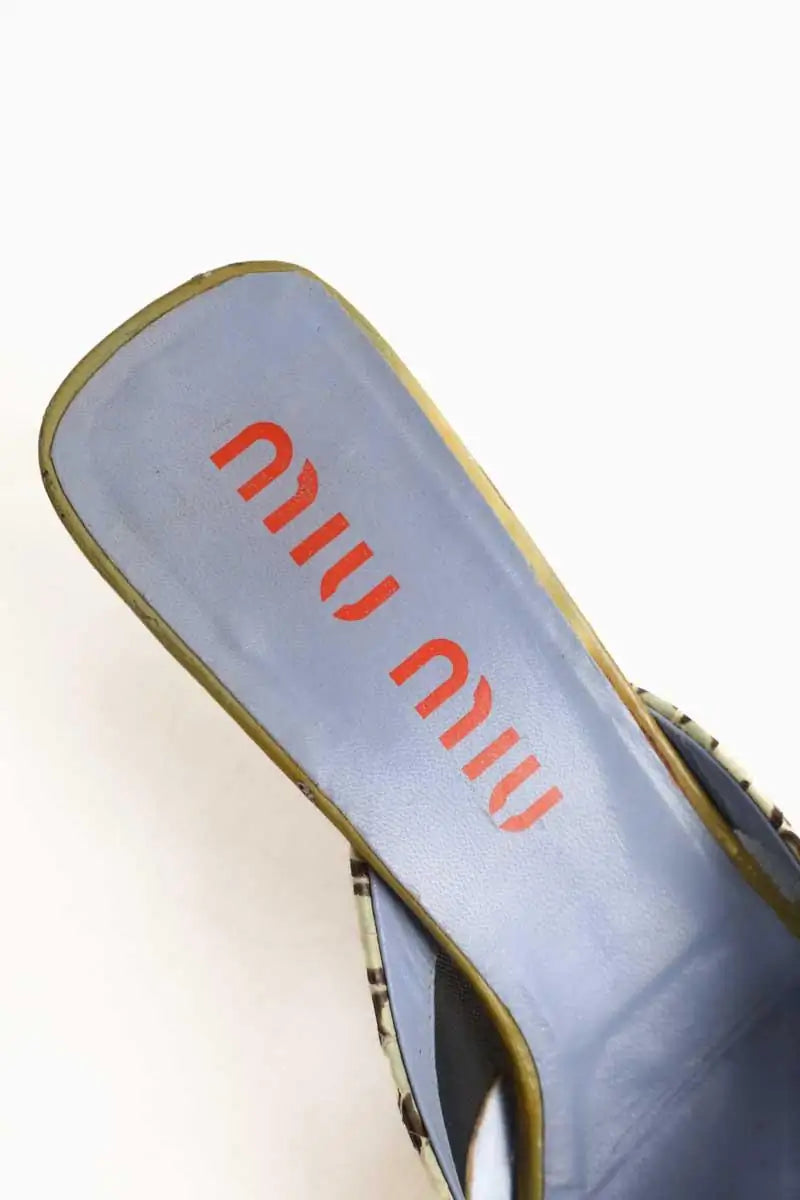 Mules Miu Miu Bleu en Cuir