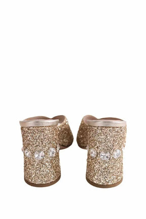 Mules Miu Miu Doré en Paillettes