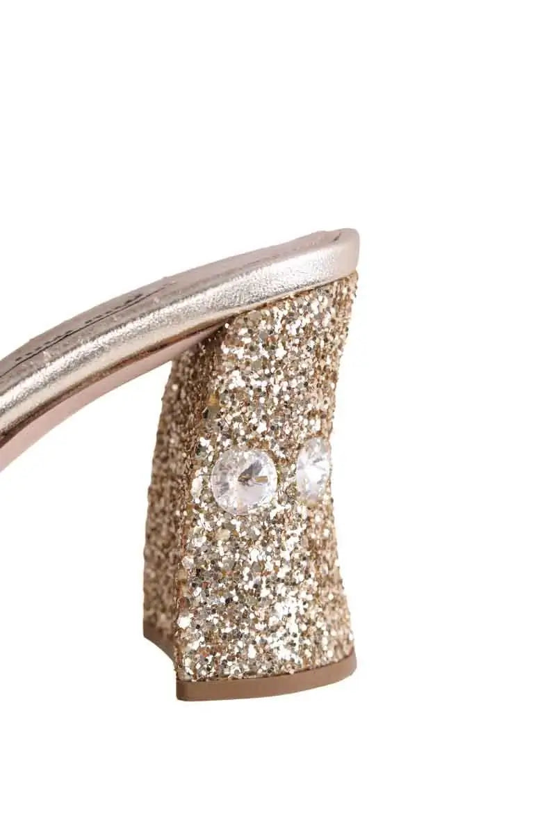 Mules Miu Miu Doré en Paillettes