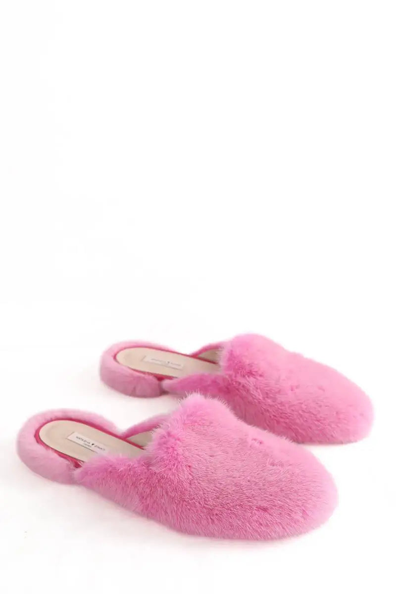 Mules Natasha Zinko Mink slide Rose en Fourrure