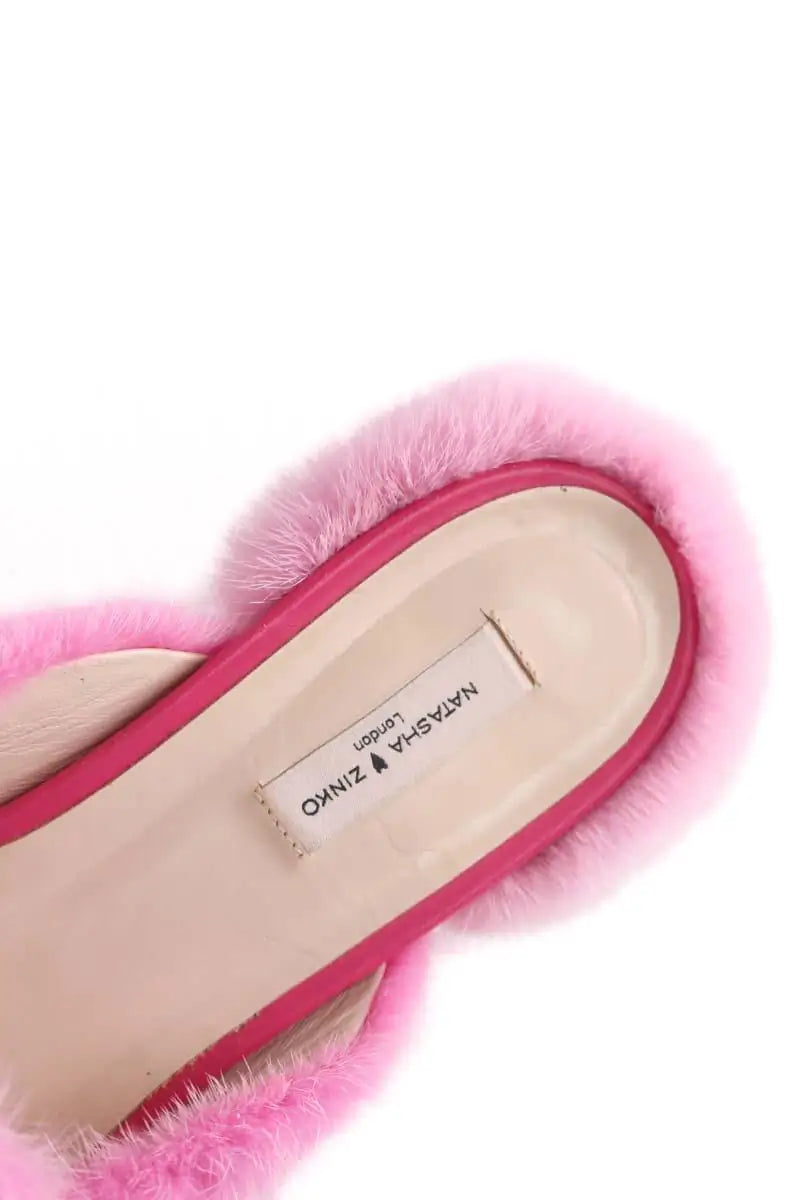Mules Natasha Zinko Mink slide Rose en Fourrure