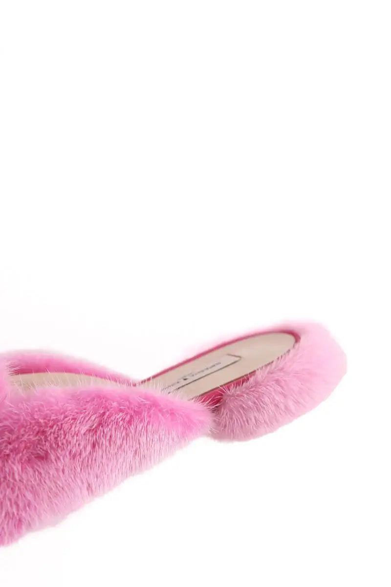 Mules Natasha Zinko Mink slide Rose en Fourrure