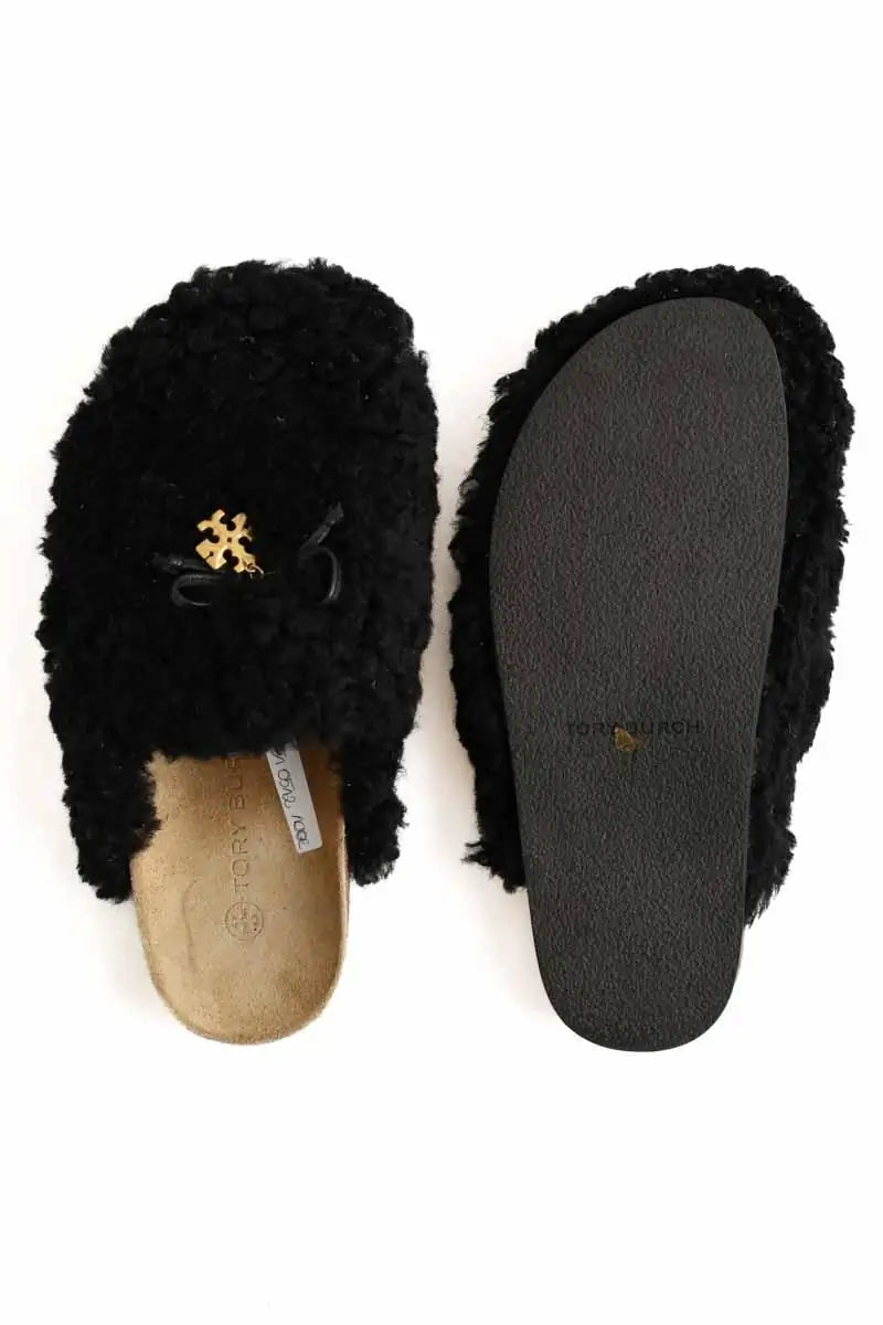 Mules Tory Burch Noir en Fausse fourrure