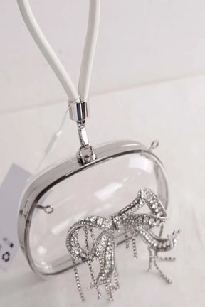Mini sac cérémonie Self-Portrait Acrylic top handle bag Argent en Synthétique