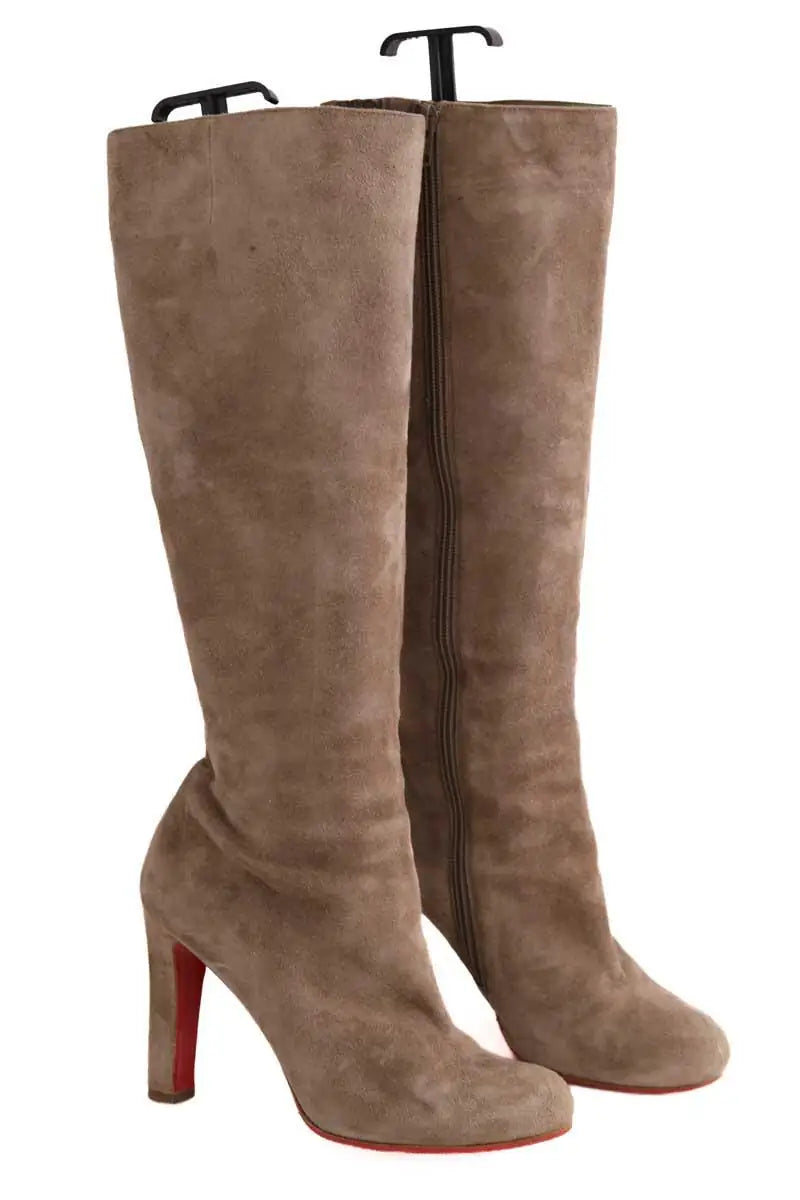 Bottes Christian Louboutin Marron en Daim