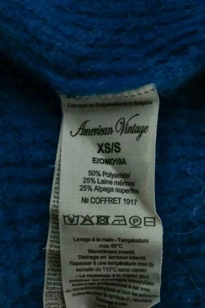 Cardigan American Vintage Bleu en Synthétique