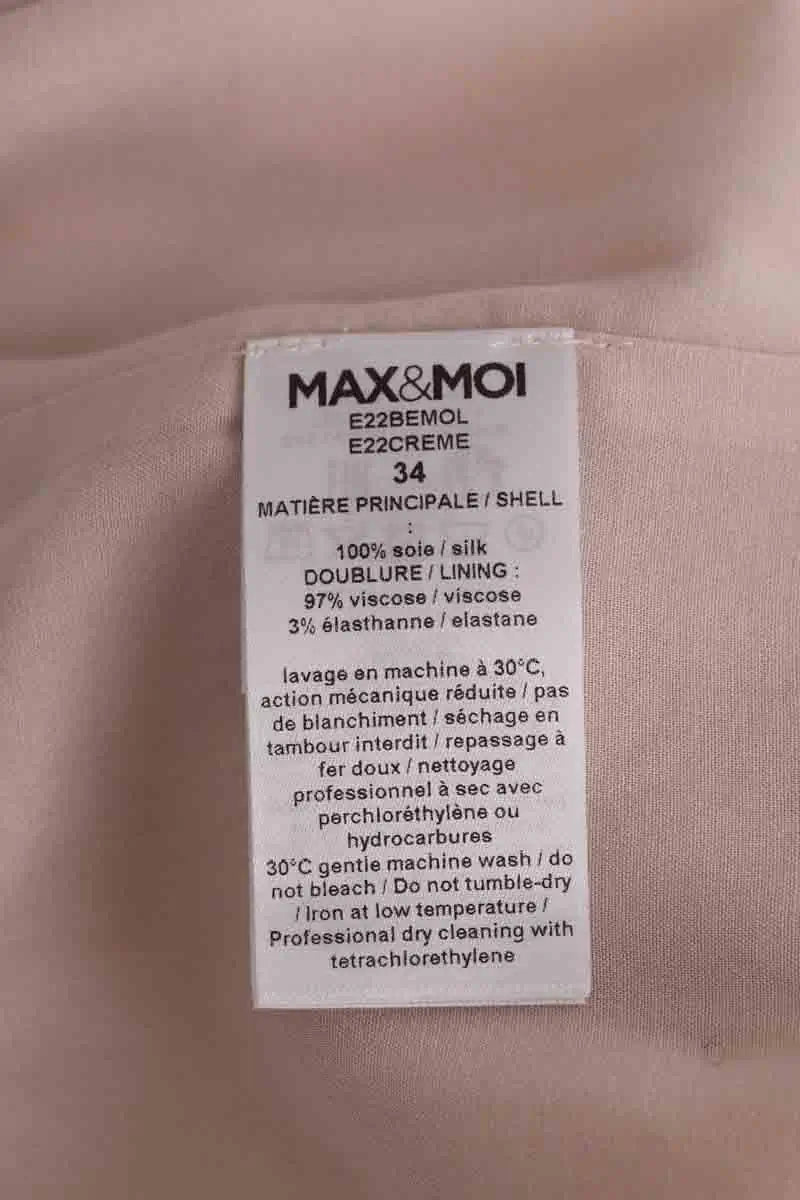 Pantalon large Max & Moi Beige en Soie