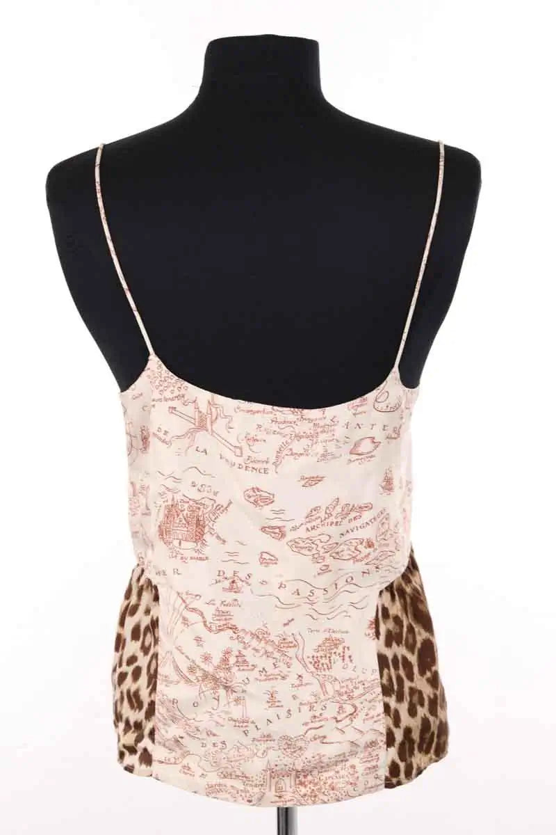 Top sans manche La Prestic Ouiston Beige en Soie