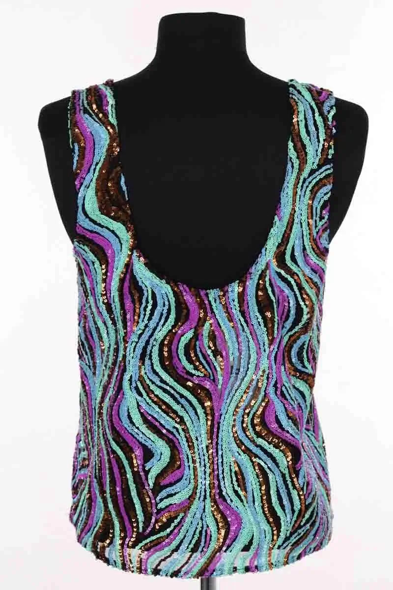 Top sans manche Maje Emilio Multicolore en Paillettes