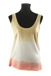 Top sans manche Sandro Jaune en Paillettes, taille S - Seconde Main