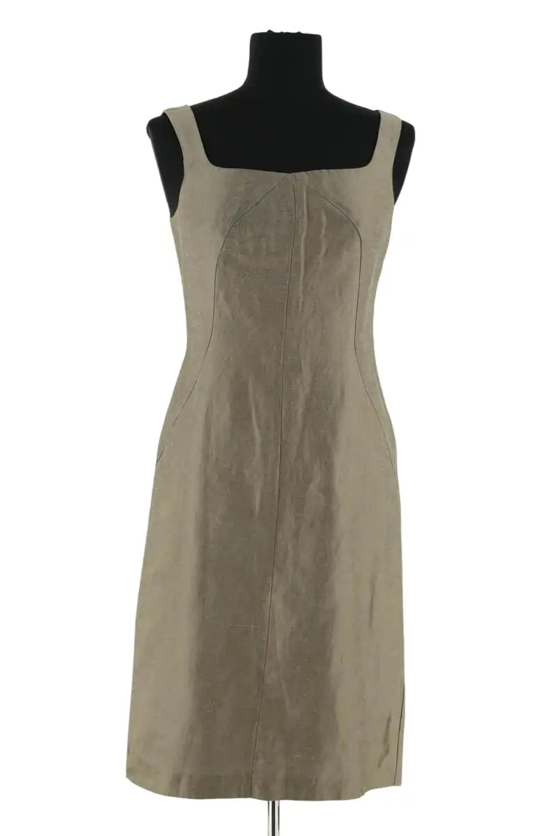 Robe Tara Jarmon Kaki en Lin, taille M - Seconde Main
