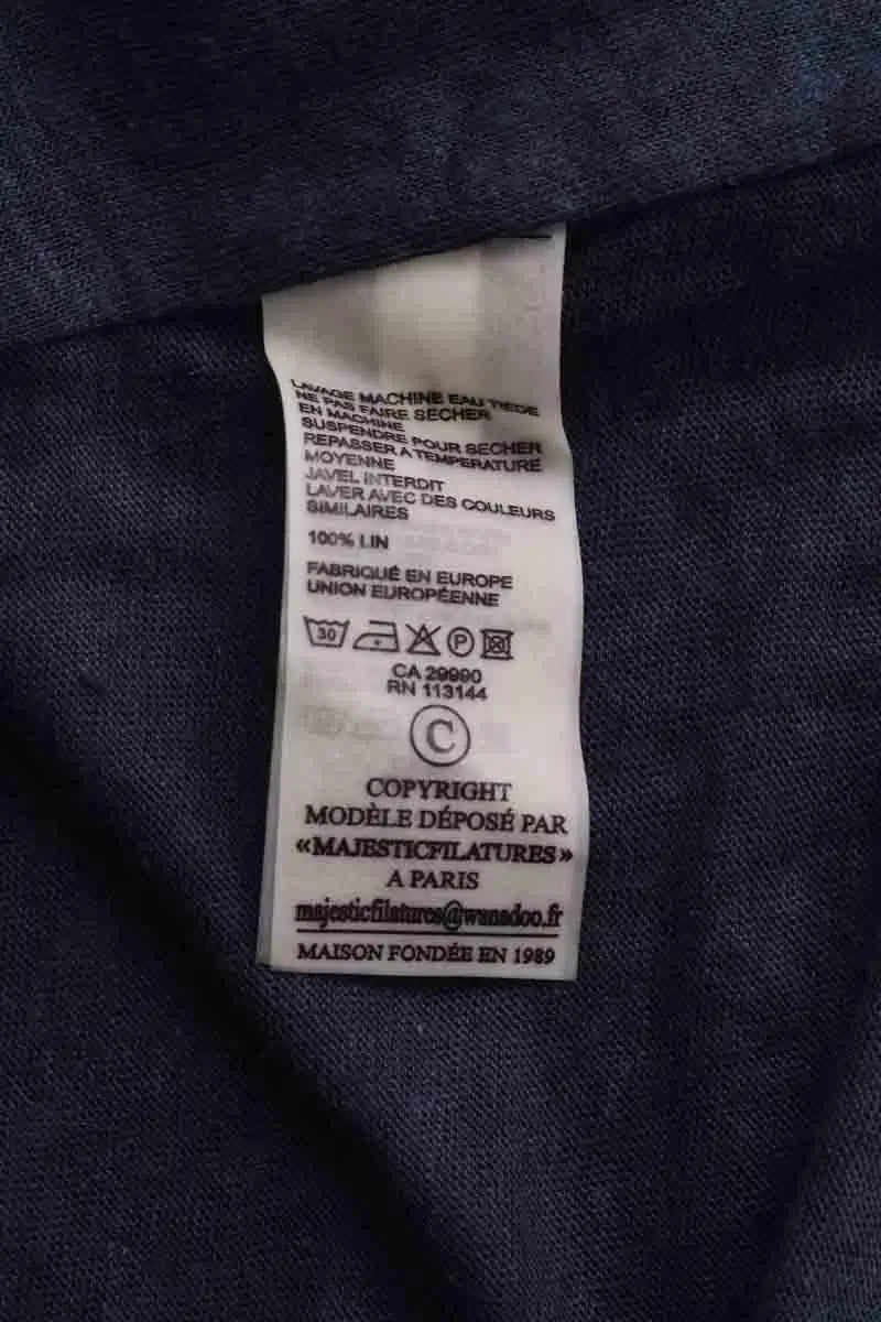 Cardigan Majestic Filatures Bleu en Lin