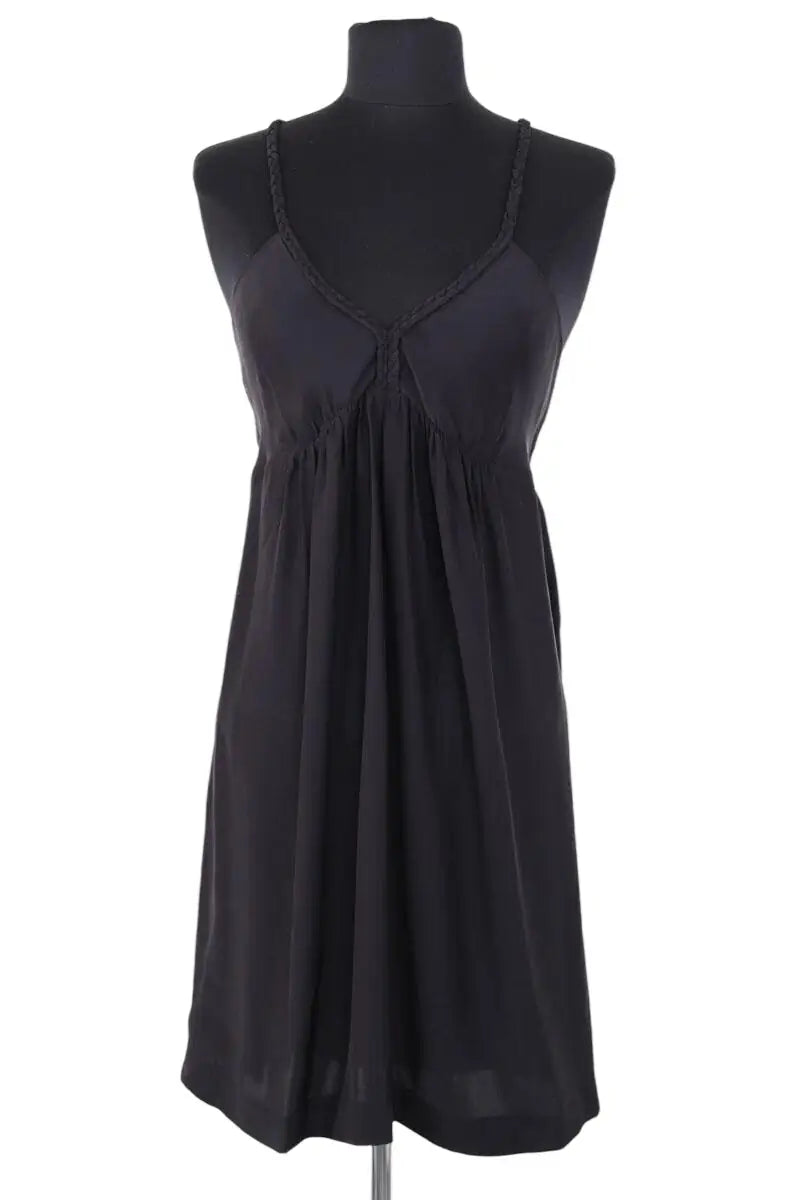 Robe Sandro Noir en Soie, taille S - Seconde Main
