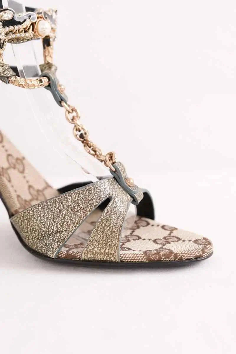 Talons Gucci Doré en Cuir