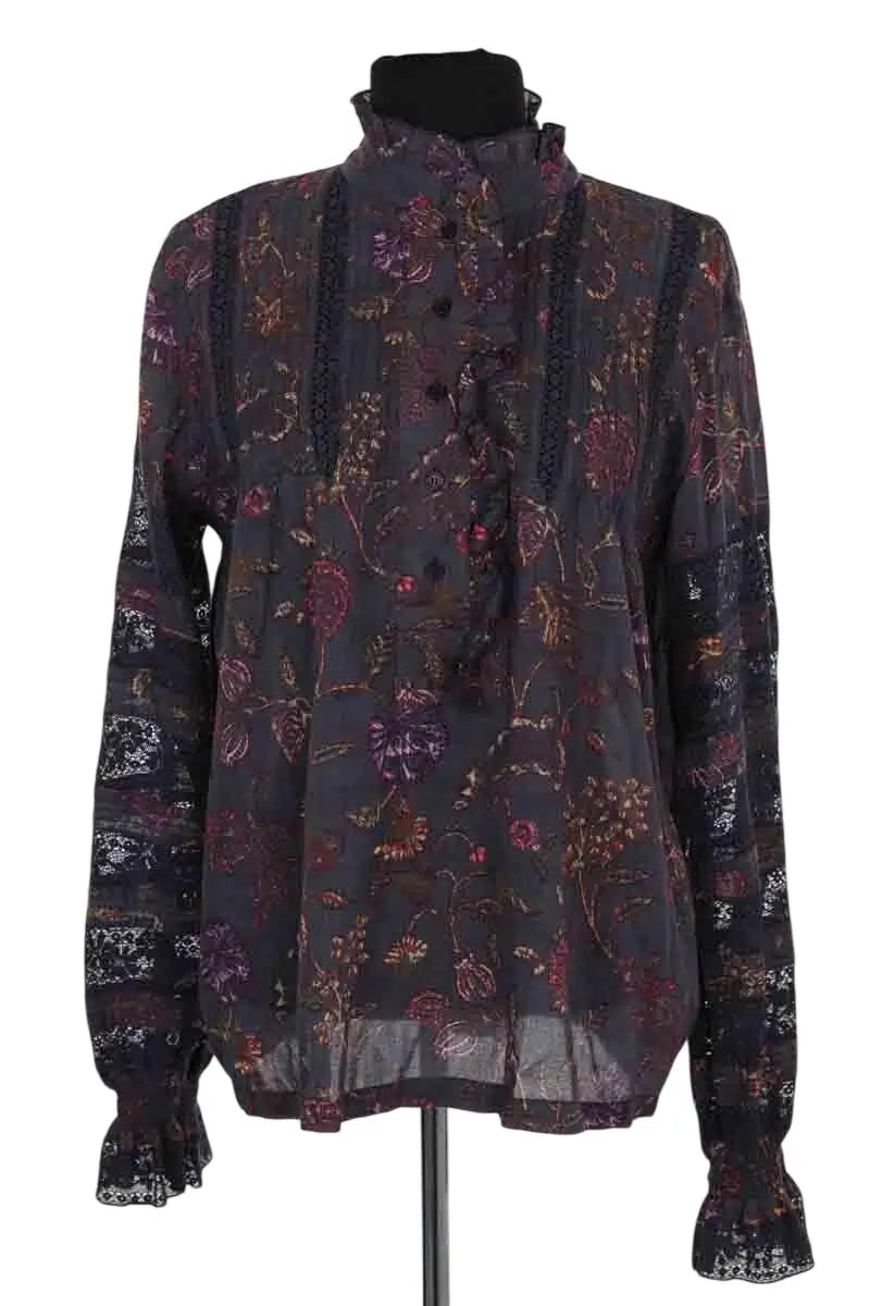 Blouse Antik Batik Violet en Coton, taille S - Seconde Main