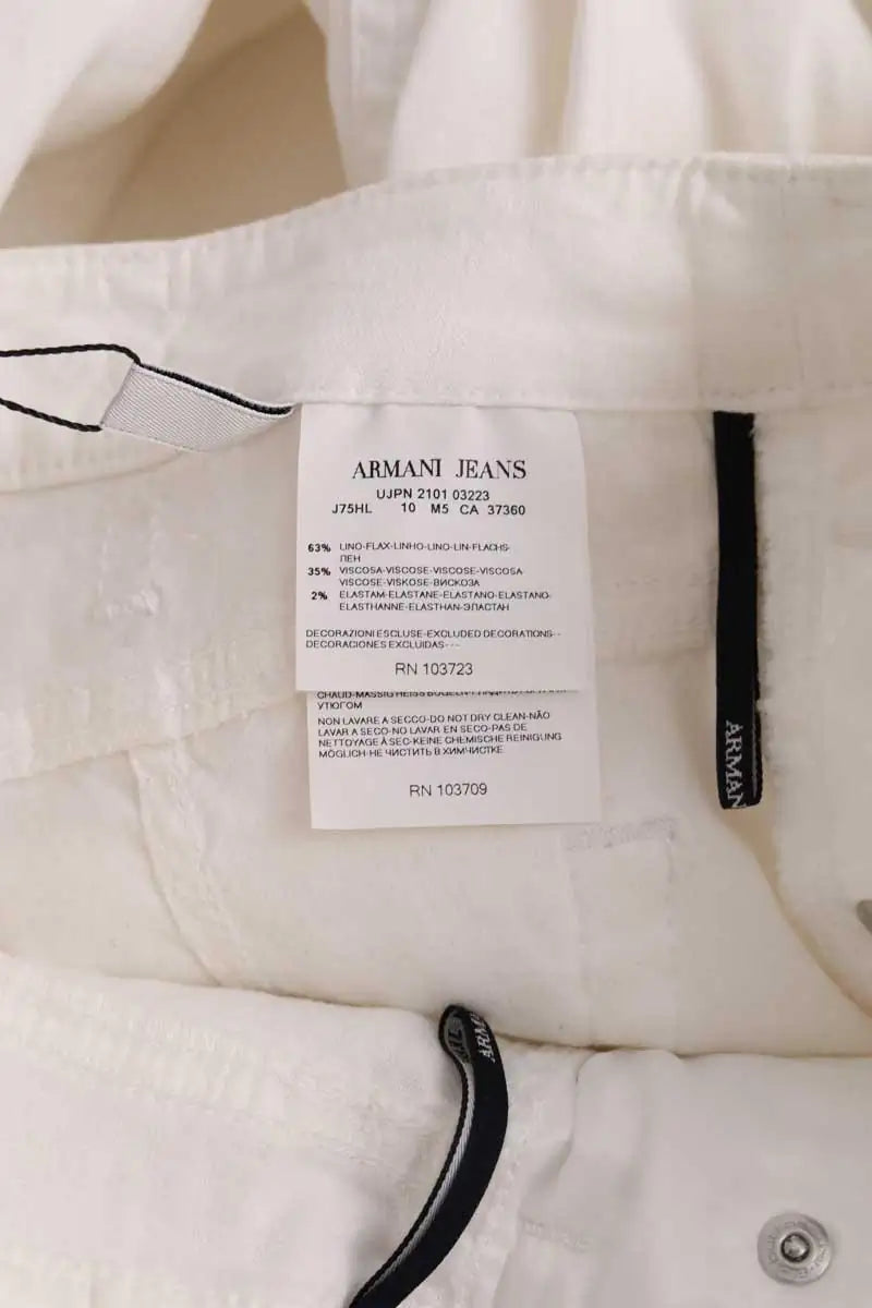 Pantalon Armani Jeans Blanc en Lin
