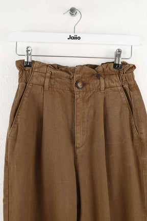 Pantalon Carot Des Petits Hauts Santino Marron en Coton