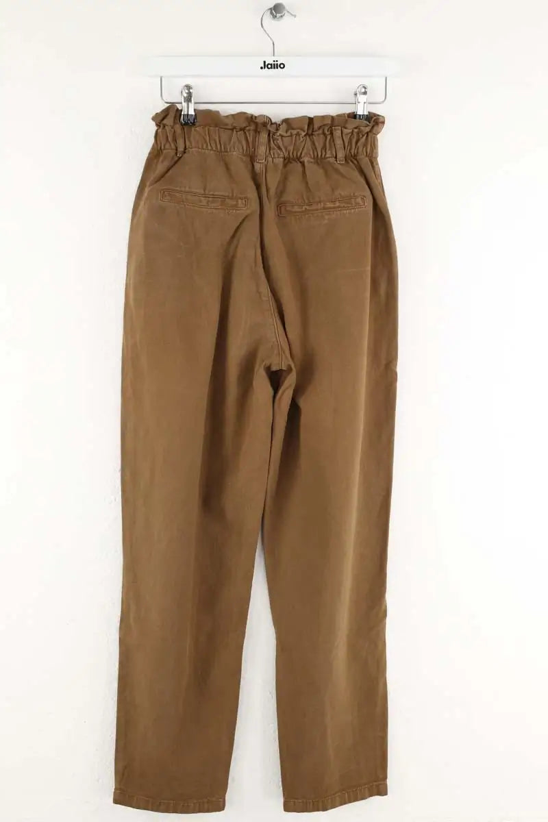 Pantalon Carot Des Petits Hauts Santino Marron en Coton