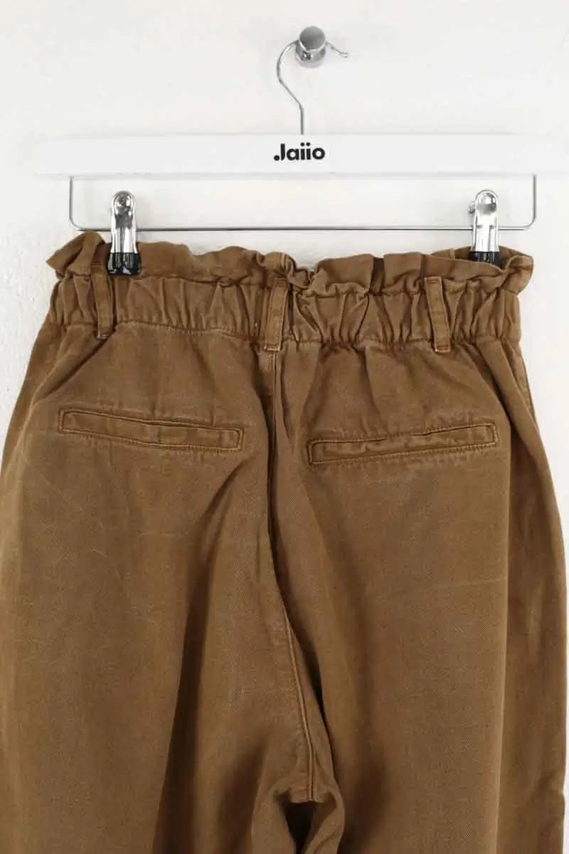 Pantalon Carot Des Petits Hauts Santino Marron en Coton