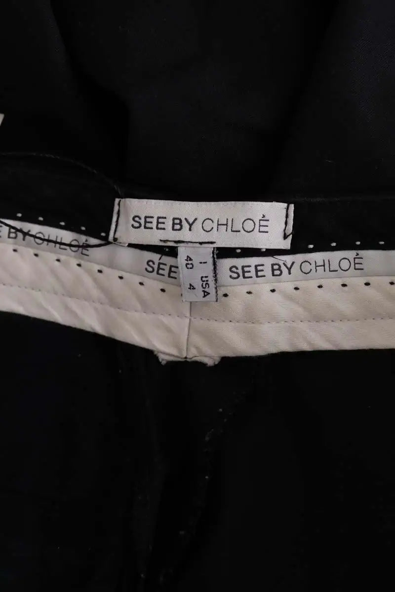 Pantalon Carot See By Chloé Noir en Laine