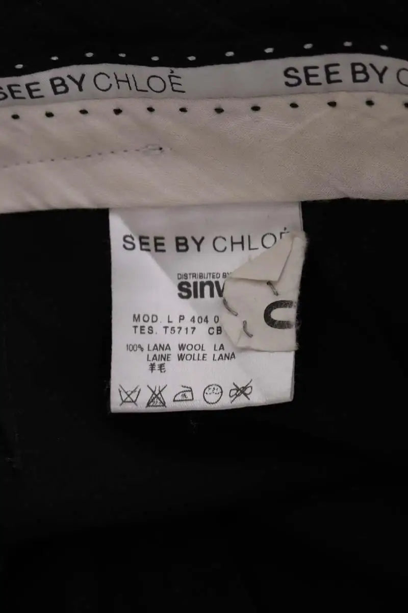 Pantalon Carot See By Chloé Noir en Laine