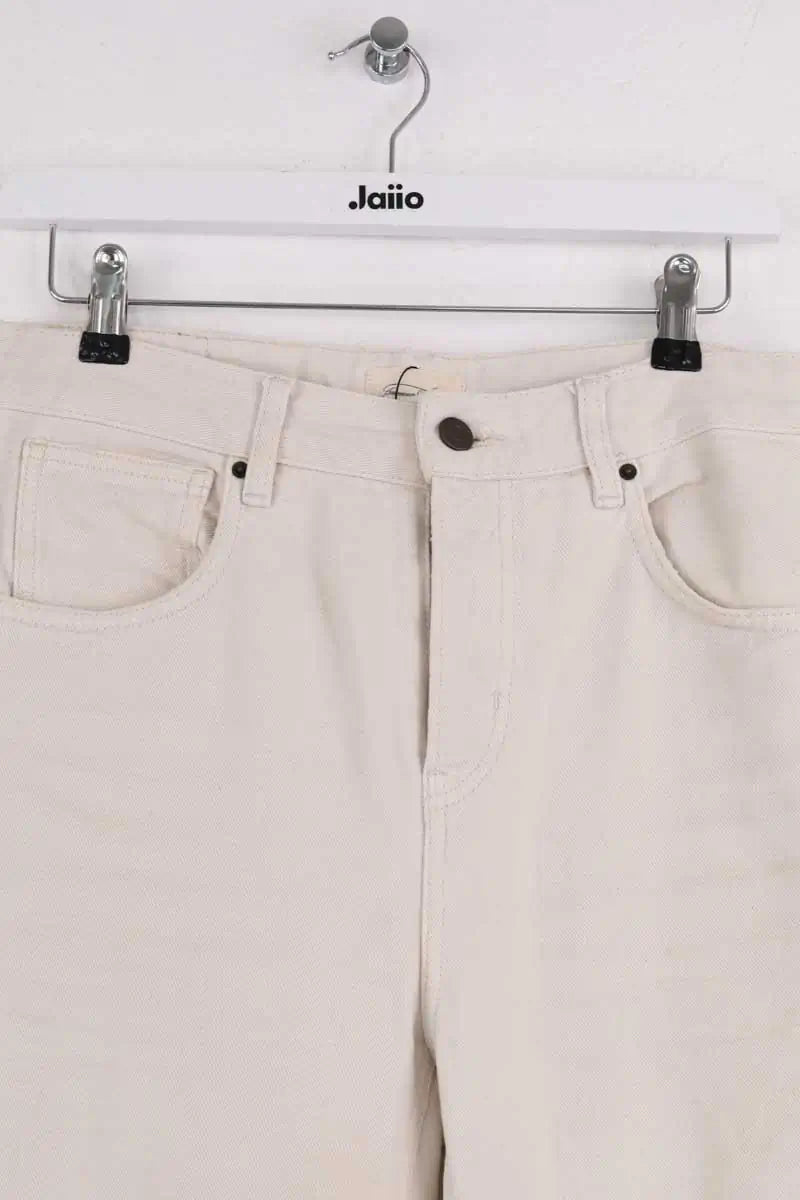 Pantalon droit American Vintage Ecru en Coton